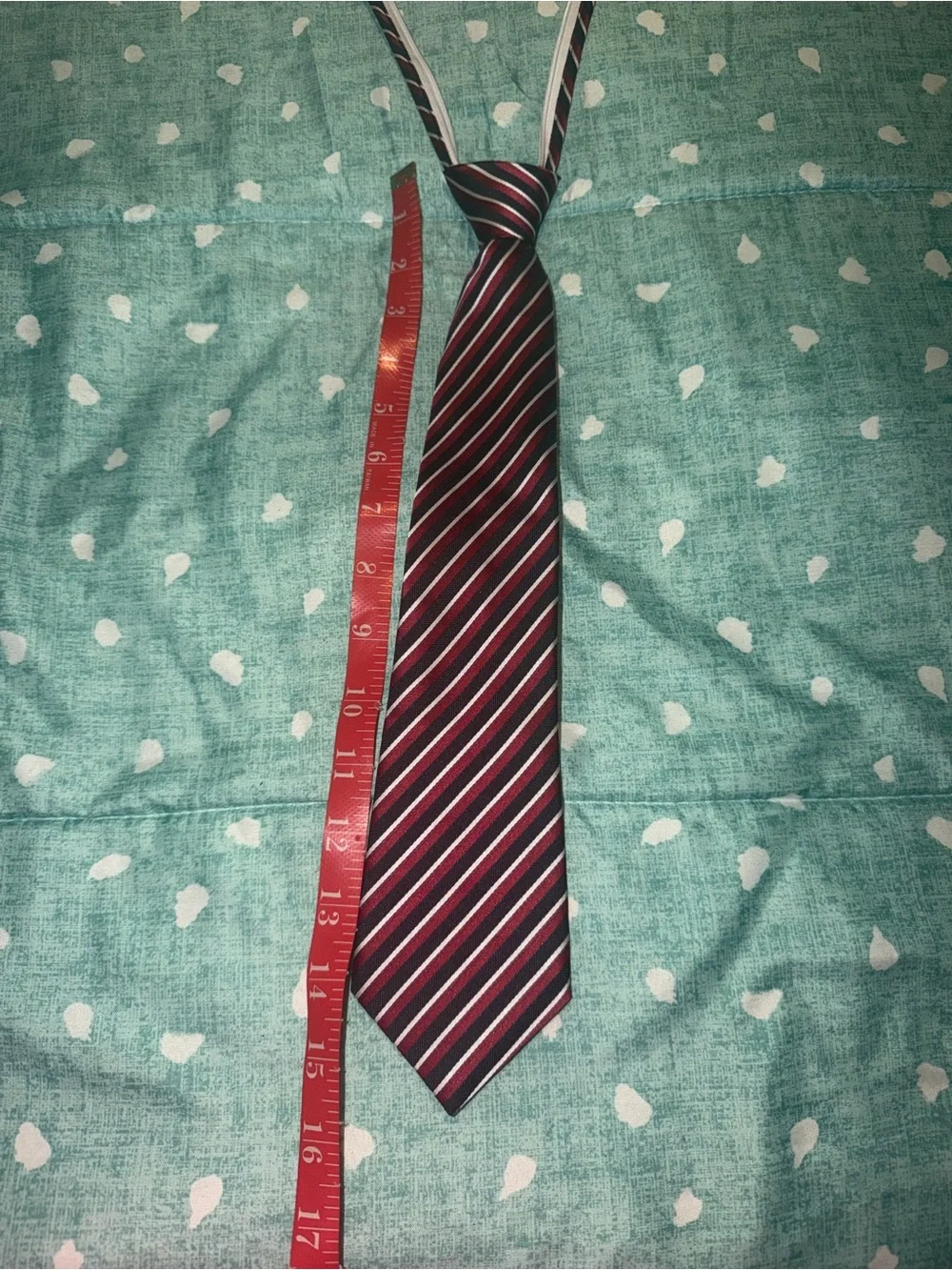 Kids zip up Striped Burgundy and Blue Neck Tie. MUST BE BUNDLED